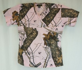 New Mossy Oak Breakup Camo Scrubs Top - Pink Mossy Oak® Break-Up Nursing