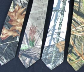 Camo Self Tie Necktie Available in New Mossy Oak Breakup, Realtree AP, Winter Brush, Shadowgrass