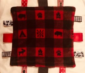 Fleece Buffalo Plaid with Buck Baby Taggie Blanket