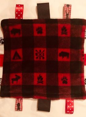 Fleece Buffalo Plaid with Buck Baby Taggie Blanket