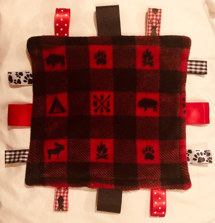 Fleece Buffalo Plaid with Buck Baby Taggie Blanket